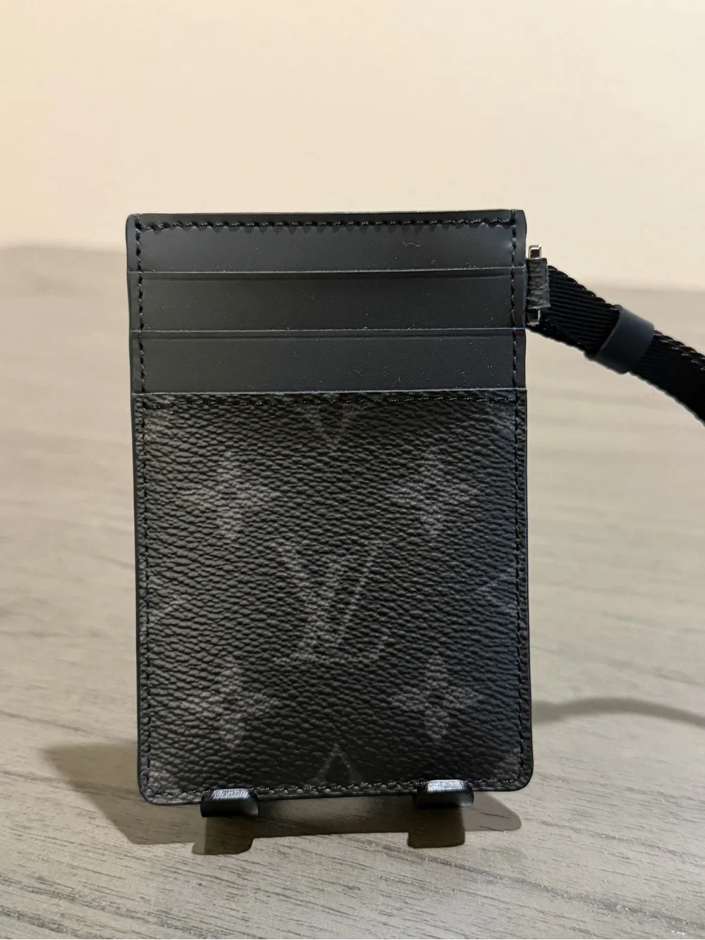 Louis Vuitton Black Monogram Card Holder with Lanyard